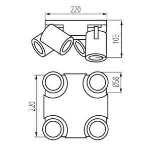 https://design-led.fr/es/ Aplique de pared o techo LAURIN 4xGU10 Negro 67,20 € 57,12 € 29129