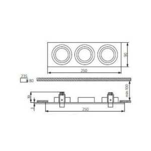 https://discount-led.fr/it/ Montaggio a soffitto SEIDY 250x90 mm in alluminio spazzolato 3 x GU10  26,40 €  18,48 €  -30%  18283