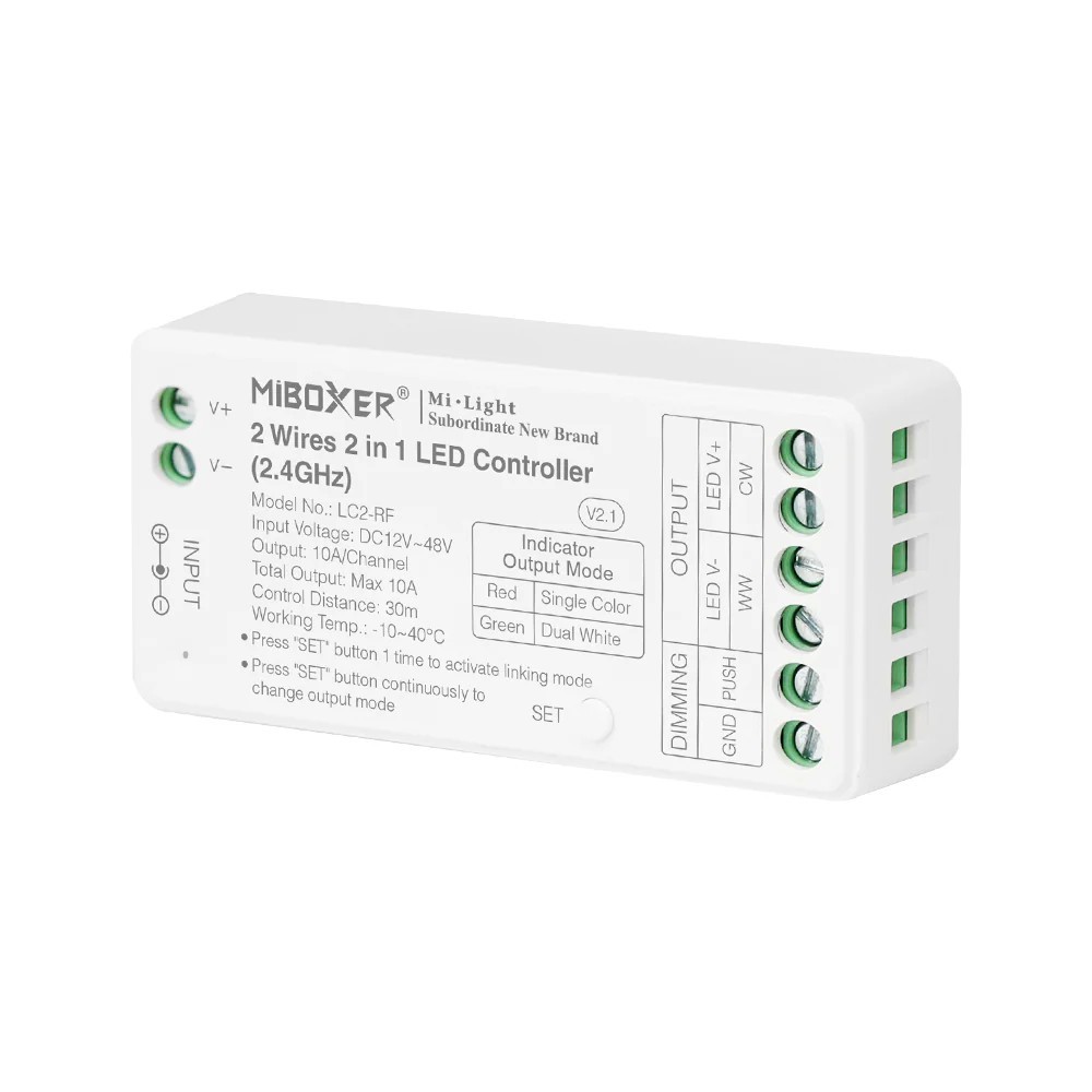 https://discount-led.fr/es/ Controlador LED Miboxer 2 en 1 2,4 GHz 12-48 V CC (LC2-RF)  22,30 €  17,84 €    LC2RF