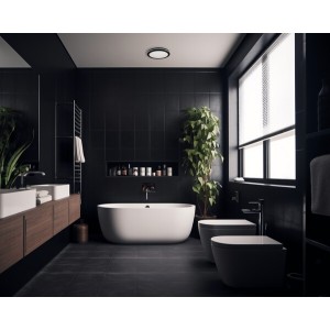 Plafondlamp BENO ECO LED Ø200 20w CCT IP65 Zwart