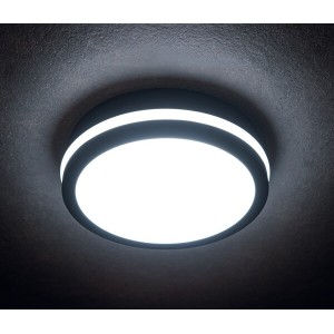 Plafonnier BENO LED détecteur Ø220 12/18w CCT IP65 Graphite