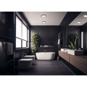 Plafón BENO LED detector Ø220 12/18w CCT IP65 Grafito