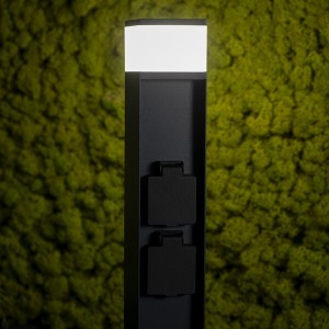 Buitenarmatuur met DASTEN vervangbare G9 lichtbron en contactdozen