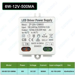 LED voeding 6W 12VDC 500mA A2546  11,20 €