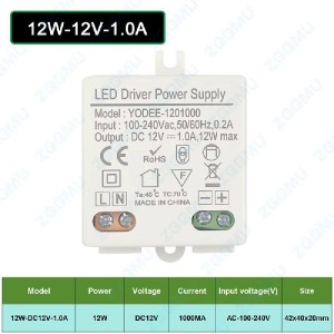 Alimentazione LED 12W 12VDC 1.0A A2628  12,20 €