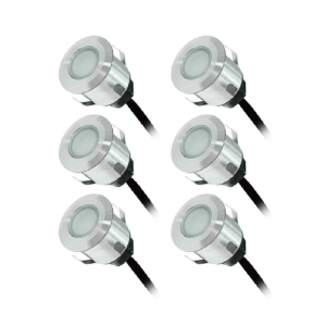 Miidex - Kit de focos para terraza 6 x 0,6 W, 12 V, 4000 K, modelo TERRASSO, con fuente de alimentación y cable IP67 - Ref.: 707