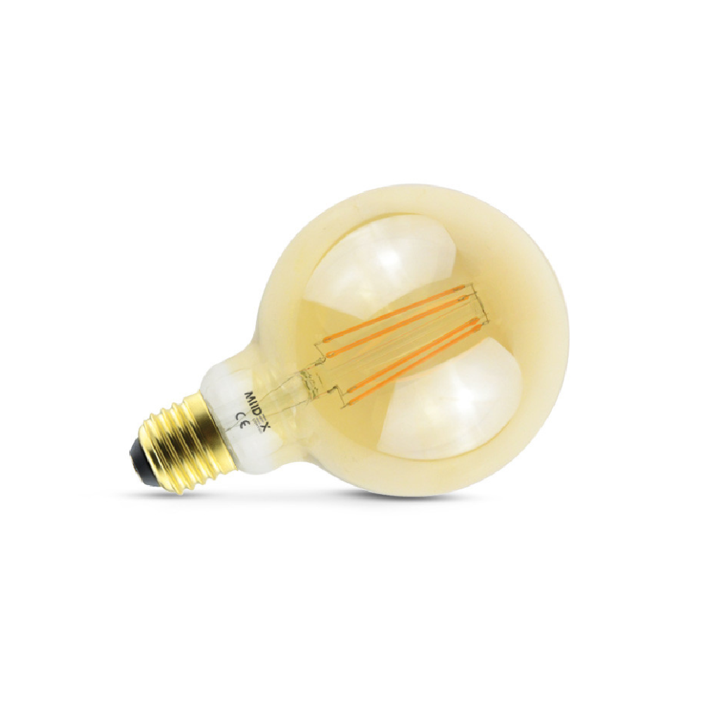 Miidex - Golden E27 G95 Filament LED Bulb, 8W, 2700K - Ref: 7151