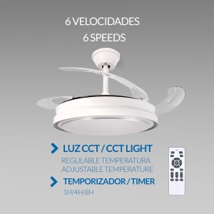 Ledme - Ventilador de teto com LED branco, ø107 cm, cct - Ref.: LM8834