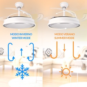 Ledme - Ventilateur de Plafond Led Blanc Hood ø107 Cm cct - Réf : LM8834