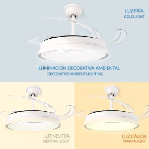 Ledme - Ventilador de teto com LED branco, ø107 cm, cct - Ref.: LM8834