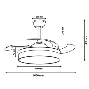 Ledme - Ventilateur de Plafond Led Blanc Hood ø107 Cm cct - Réf : LM8834