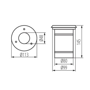Kanlux - Luminaire encastré de sol BERG DL-10O GU10 - Réf : 7172
