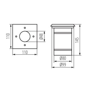 Kanlux - Luminaire encastré de sol BERG DL-10L GU10 - Réf : 7173