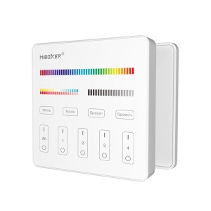 Miboxer - Controlador LED RGB+ «CCT » táctil, blanco, inalámbrico, 4 zonas - Ref.: B4-W