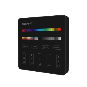 Miboxer – RGB+-LED-Steuergerät „CCT “ mit Touch-Bedienung, schwarz, kabellos, 4 Zonen – Art.-Nr.: B4-B