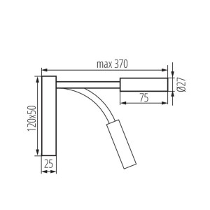 Kanlux - TONIL-II LED-wandlamp met schakelaar, 3,3 W, 3000 K, zwart - Art.nr.: 32522