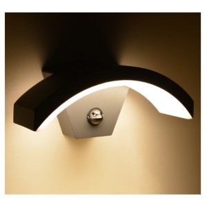 Miidex - Applique a LED CURVILINE 8 W 330 lm con sensore di movimento 3000 K Grigio IP54 - Cod.: 677831