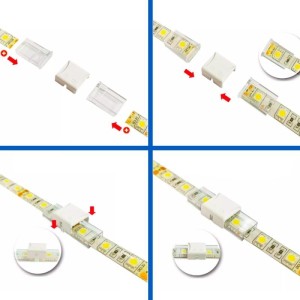 Ledme - Conector en L para cinta LED IP68, salida de 10 mm, entrada de 8 mm, 2 pines - Ref.: LM2616