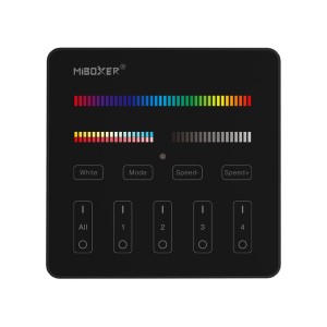 Miboxer - Controlador LED RGB+CCT, tátil, preto, sem fios, 4 zonas - Ref.: B4-B