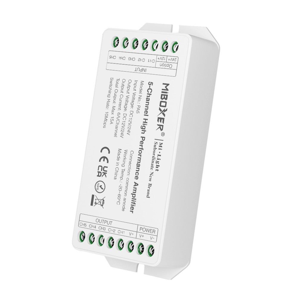 Miboxer - Amplificador de alto rendimiento de 5 canales - Ref.: FUTPA5