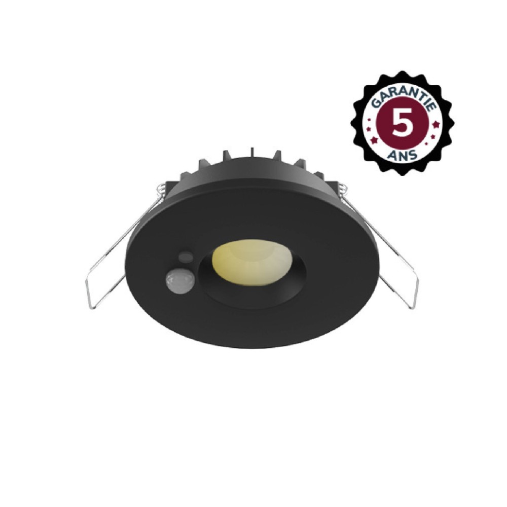 Miidex - Spot LED CCT BBC 6W 2700/3000/4000K Gradable noir + Détecteur - Garantie 5 ans - Réf : 100620