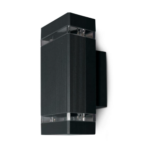 Miidex - Candeeiro de parede CARIGNAN RECT GU10 x 2 Cinza Antracite IP44 - Ref.: 7003