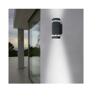 Miidex - Wandlamp CARIGNAN RD GU10 x 2 antracietgrijs IP54 - Art.nr.: 700301