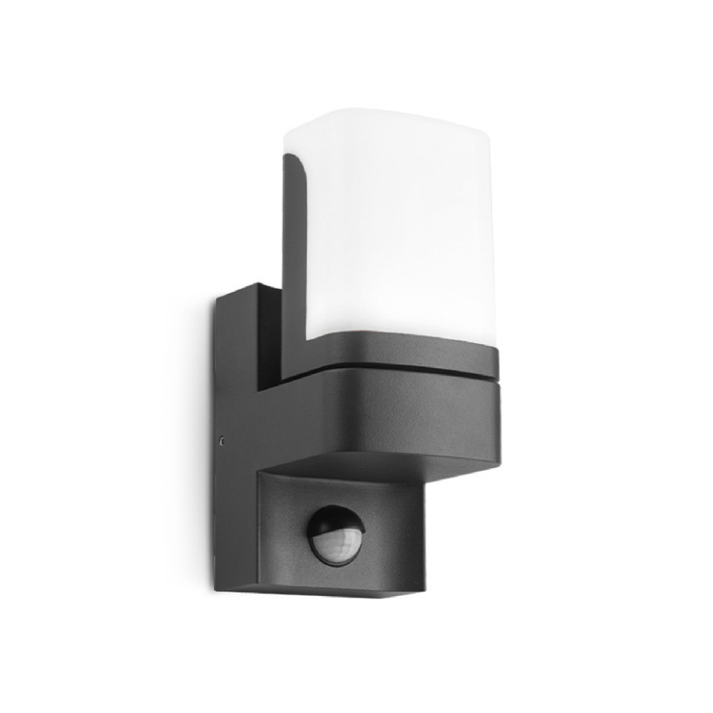 Miidex - Applique Murale ELOUAN Orientable LED Noir 7.5W 3000K + Détecteur IR IP54 - Réf : 100945