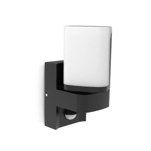 Miidex - ELOUAN verstelbare LED-wandlamp, zwart, 7,5 W, 3000 K + IR-sensor, IP54 - Art.nr.: 100945