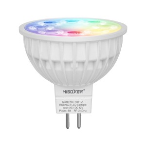 MiBoxer - Lampadina LED GU5.3 - MR16 4W RGB eCCT e (2,4 GHz) - AC/DC 12 V - Codice: FUT104