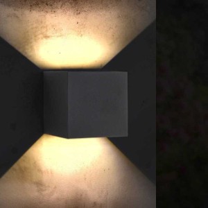 Ledme - Applique a LED a forma di cubo nero 12W CCT, IP54 - Cod. art.: LM6184