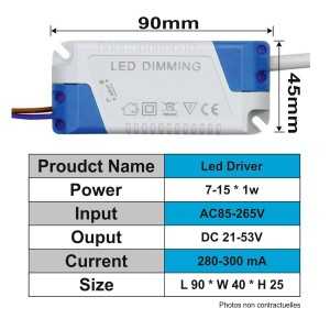 https://discount-led.fr/pt/ Controlador LED 7-15W x 1w 280-300mA 21-53V  9,00 €  7,20 €    2267