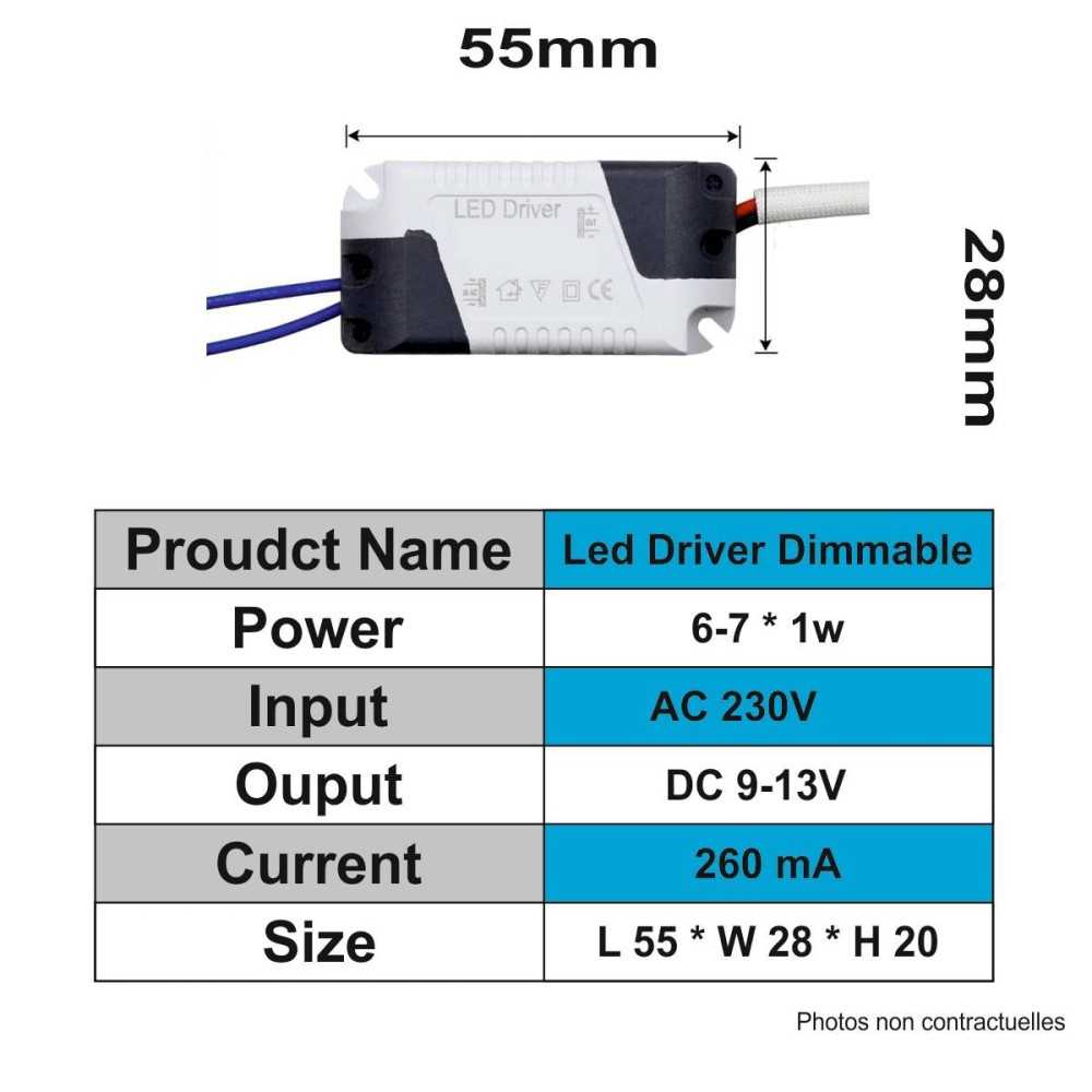 https://discount-led.fr/gb/ Dimmable LED driver triac 6-7 W 9-13 VDC 240 - 260 mA  7,30 €  5,84 €    2259