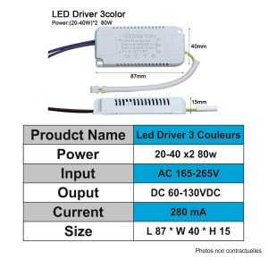 https://design-led.fr/gb/ LED driver CCT 20-40W x2 80W 280mA 60-130VDC 8,50 € 7,22 € A2021