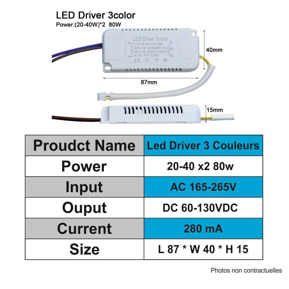 https://design-led.fr/gb/ LED driver CCT 20-40W x2 80W 280mA 60-130VDC 8,50 € 7,22 € A2021