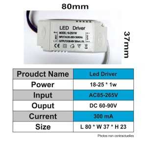 https://discount-led.fr/nl/ LED-stuurprogramma 18-25W * 1w - 300 mA 60-90 VDC  8,70 €  6,96 €    A2023