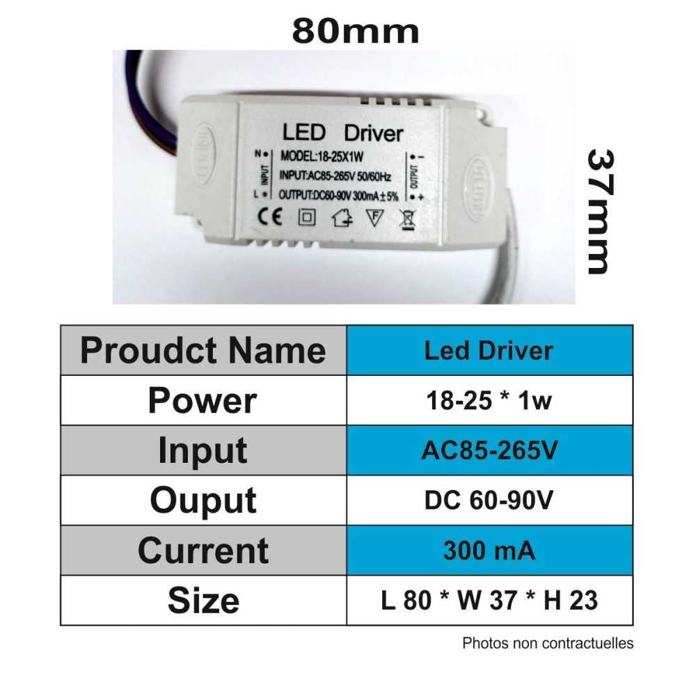 https://discount-led.fr/nl/ LED-stuurprogramma 18-25W * 1w - 300 mA 60-90 VDC  8,70 €  6,96 €    A2023