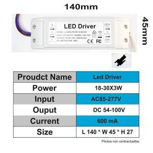 https://design-led.fr/fr/ Driver LED 18-30W x 3w 600mA 54-100VDC C1158 37,40 € 31,79 € C1158