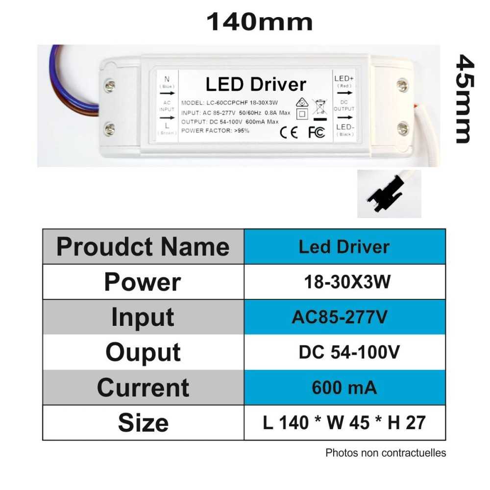 https://design-led.fr/fr/ Driver LED 18-30W x 3w 600mA 54-100VDC C1158 37,40 € 31,79 € C1158