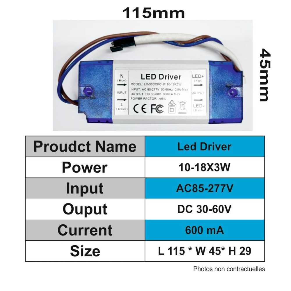 https://discount-led.fr/it/ Driver LED 0-18W * 3 - 30-60 VDC / 600 mA DC  29,70 €  23,76 €    C1159